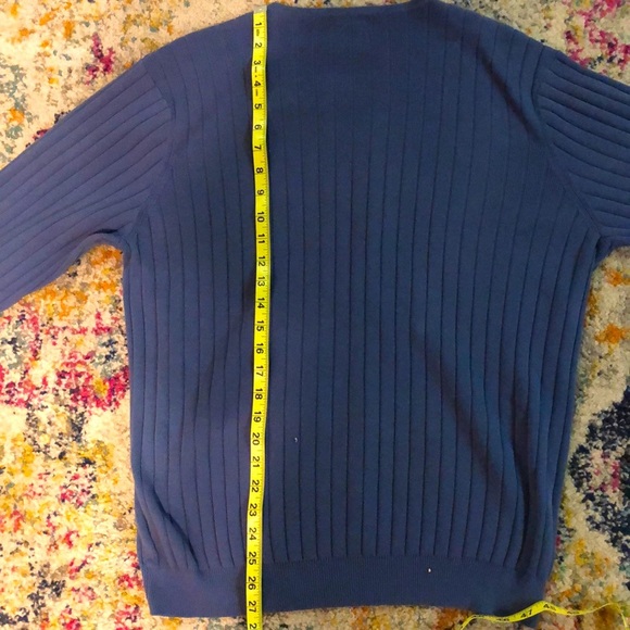 ALFANI MEN’S VINTAGE V - NECK LONG SLEEVE SWEATER - Large BLUE - GUC 🥳HP🥳 - Picture 6 of 14